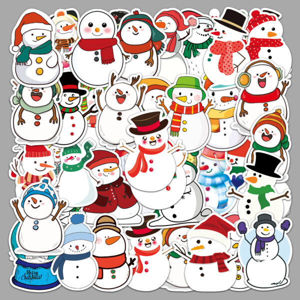 oly-27d1fda78203988ce2aeb21834801a02 Wholesale 50pcs/pack snowman graffiti cartoon sticker waterproof