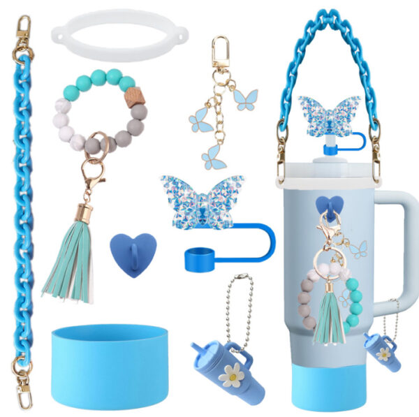 Wholesale Pendant Bracelet Keychain Resin Butterfly Straw Dust Cover