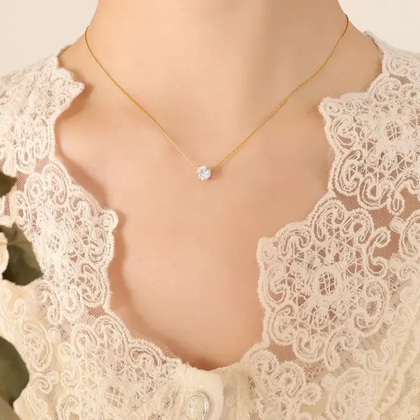 Wholesale PVD Coated Real Gold Plated Geometric Titanium Steel Fashion Waterproof Non Tarnish Necklace