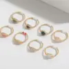 Wholesale Retro Round Natural Stone Copper 14k Gold Plated Rings