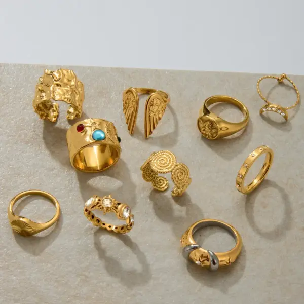 Wholesale 304 Stainless Steel Exaggerated Zircon Ring High-end Vintage Ring Titanium Steel Hand Jewelry Rings