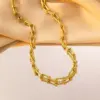 Wholesale 304 Stainless Steel U Shape PVD Coated 18K Real Gold Plated Elegant Simple Style Waterproof Non Tarnish Gold Bracelets Necklace