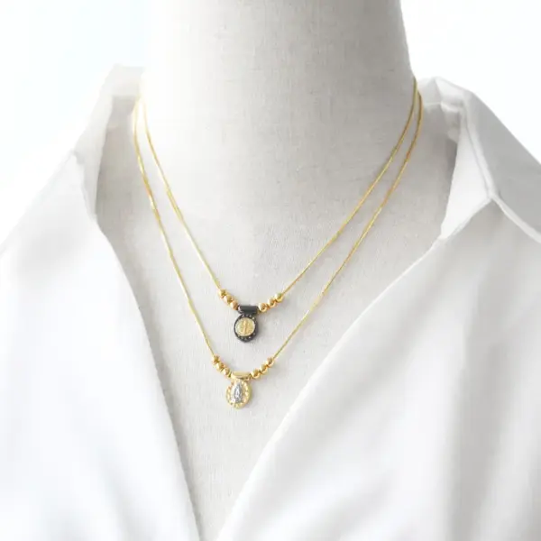 Wholesale Jewelry Modern Style Simple Style Cross Virgin Mary Copper 18K Gold Plated Beaded Pendant Necklace