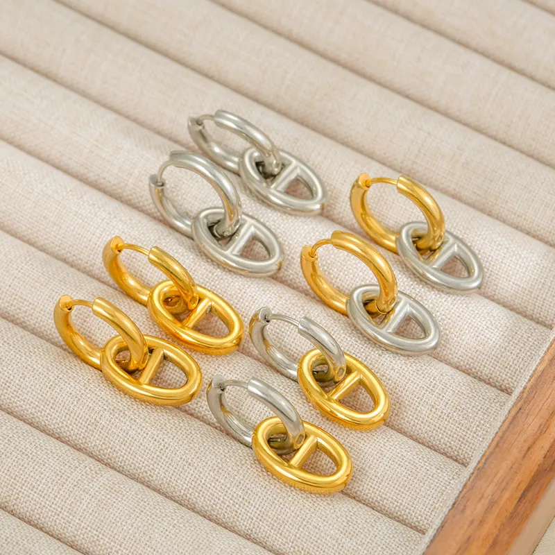 Wholesale Ion Plating (IP) Geometric 304 Stainless Steel Basic Simple Style Waterproof Non Tarnish op Earrings