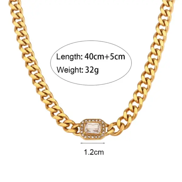 Wholesale PVD Coated Real Gold Plated 18K Gold Square 304 Stainless Steel Fashion Waterproof Non Tarnish 304 Stainless Steel Bracelets Necklace