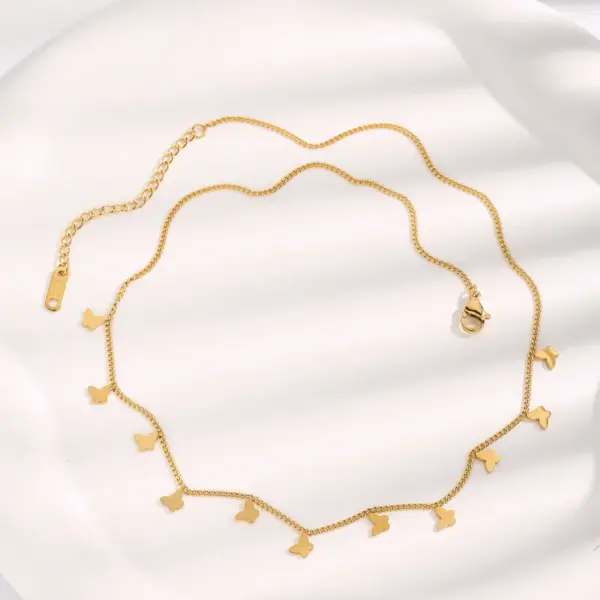 Wholesale Vacuum Plating Real Gold Plated 18K Gold Butterfly 304 Stainless Steel Sweet Simple Style Waterproof Non Tarnish 304 Stainless Steel Necklace