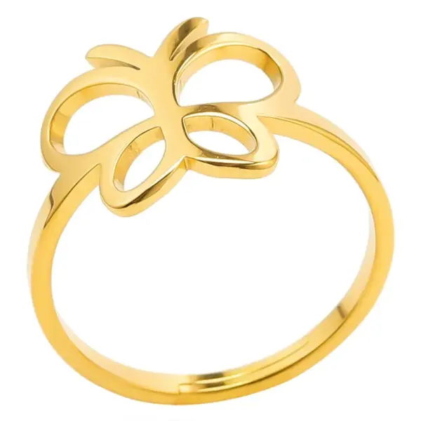 Wholesale PVD Coated Real Gold Plated 18K Gold Butterfly 304 Stainless Steel Simple Style Classic Style Waterproof Non Tarnish Rings
