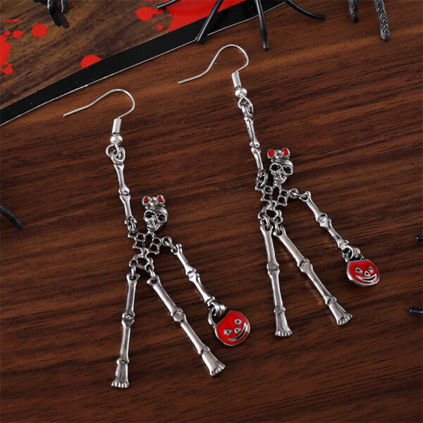 Wholesale Exaggerated Skeleton Handheld Pumpkin Bag Earrings