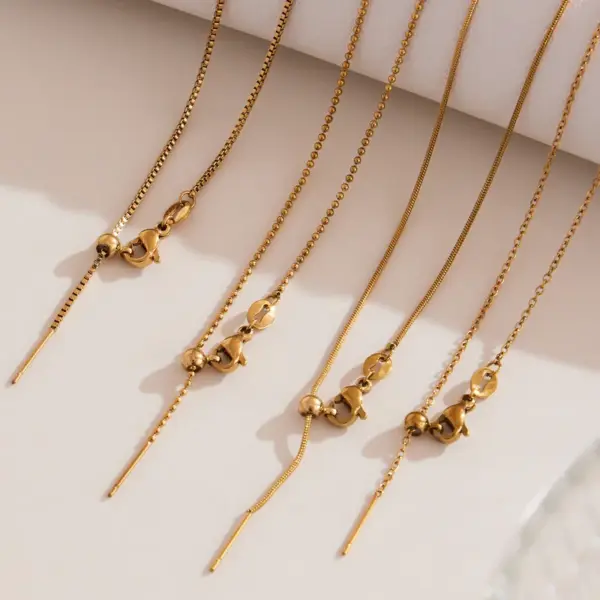 Wholesale Stainless Steel DIY Combination Necklace Fashion Versatile Jewelry Heart Bear Pendant Women's Lobster Clasp Geometric Pattern