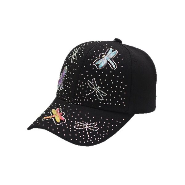 Wholesale Cross-Border New Hot-Selling Rhinestone Butterfly Dragonfly Baseball Cap European and American Fashion Elegant Peaked Cap Factory Ready