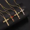 Wholesale Elegant Lady Cross Copper Plating Inlay Zircon Pendant Necklace