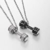 Wholesale Hip-hop diamond-filled dumbbell titanium steel necklace clavicle chain