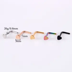 1 Piece Nose Rings & Studs Simple Style Heart Shape 304 Stainless Steel Plating 18K Gold Plated Nose Pin