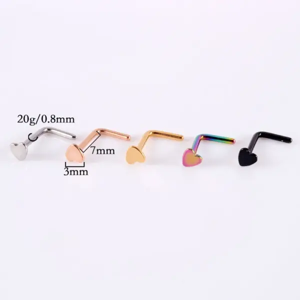 1 Piece Nose Rings & Studs Simple Style Heart Shape 304 Stainless Steel Plating 18K Gold Plated Nose Pin