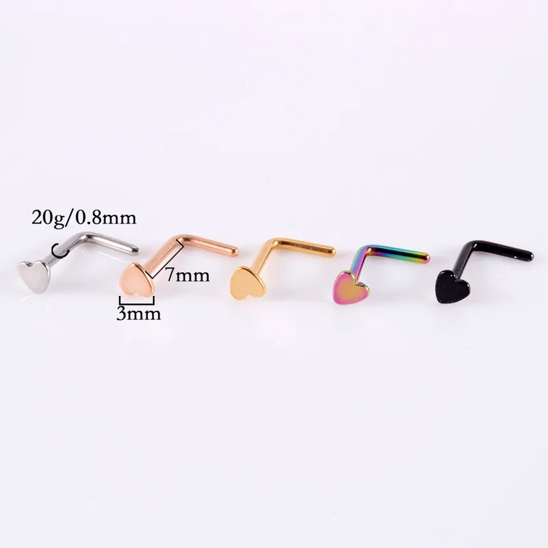 Wholesale 1 Piece Nose Rings & Studs Simple Style Heart Shape 304 Stainless Steel Plating 18K Gold Plated Nose Pin