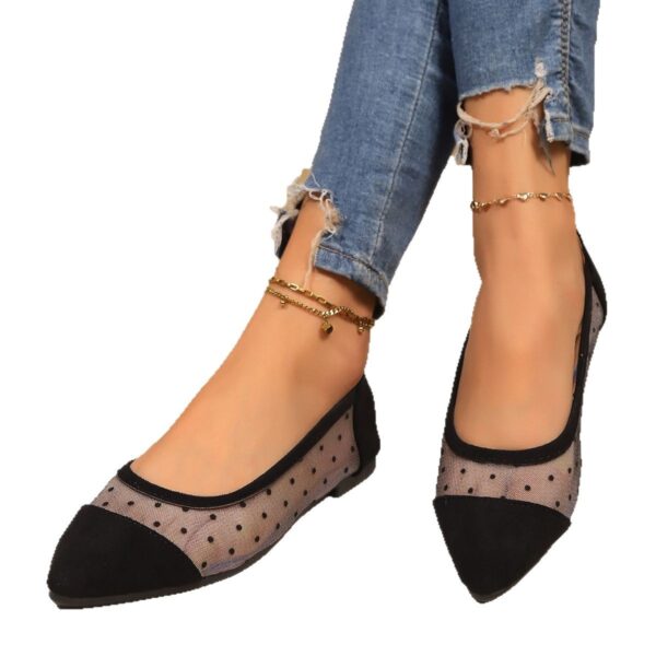 Wholesale Cross-border plus size Hollow-out Single-layer Shoes Women's Outer Wear 2025 Summer New European and American Fashion Color-matching Dot Casual Single-layer Shoes