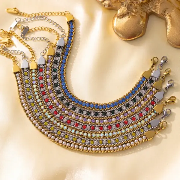 Wholesale Modern Style Classic Style Geometric 304 Stainless Steel Zircon Stainless Steel Bracelets In Bulk