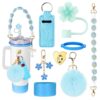 Wholesale Stanley Cup Decorative Straw Cap Cup Set Cup Chain Ins Colorful Begonia Flower Key Pendant Fur Ball Pendant