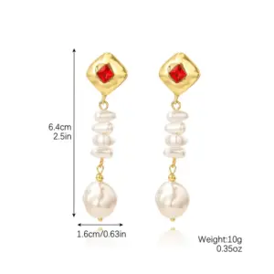 E2308-24 Red Crystal Triangle Pearl