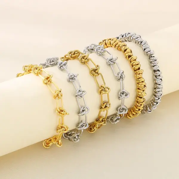 Ion Plating (IP) 18K Gold Plated Solid Color 304 Stainless Steel Vacation Simple Style Waterproof Non Tarnish 304 Stainless Steel Bracelets