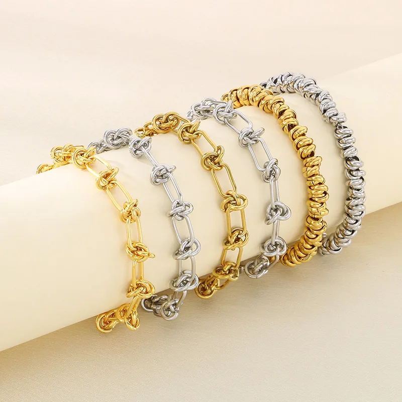 Wholesale Ion Plating (IP) 18K Gold Plated Solid Color 304 Stainless Steel Vacation Simple Style Waterproof Non Tarnish 304 Stainless Steel Bracelets