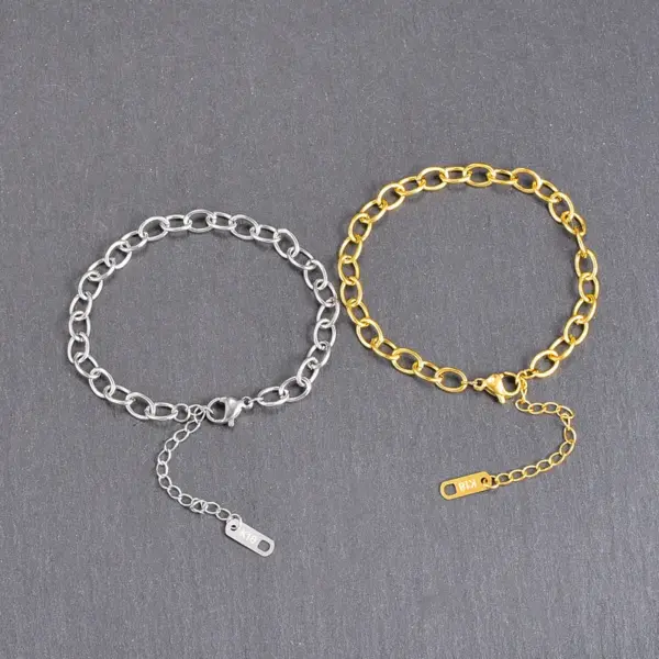 Wholesale 304 Stainless Steel Geometric PVD Coated 18K Real Gold Plated Fashion Waterproof Non Tarnish Plating Gold Silver Bracelets