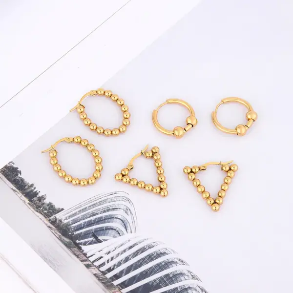 Wholesale 1 Pair INS Style Round Square Plating 201 Stainless Steel 18K Gold Plated Stainless Steel Earrings