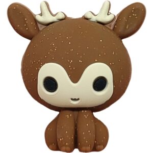 Christmas - Reindeer #2-Z [Glitter] Silicone Beads (Coffee + Pearl Powder)