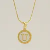 Wholesale Fashion Letter Titanium Steel Inlay Shell Pendant Necklace 1 Piece