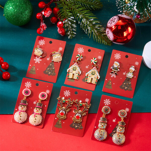 Wholesale Christmas tree bells, candy canes, snowman, gingerbread man, reindeer earrings
