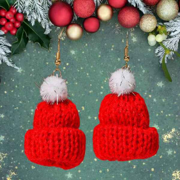 oly-28422605c3301eb41f714c508233b740 Wholesale Christmas Pom-Pom Knitted Hat Earrings