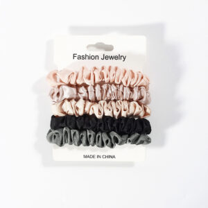 5PCS Small Intestinal Hair Ring Pink Green Satin