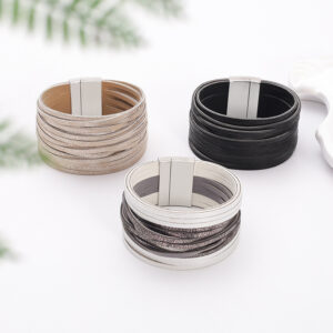 Wholesale Double-layer PU leather women's bracelet