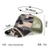 Wholesale Camouflage Hard Top 5-Piece Baseball Cap Mesh Cap Truck Cap Personalized Breathable Big Head Curved Brim Hat Pure Color Sun Hat B1185