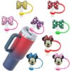 Wholesale Bow Straw Set Straw Cap Silicone Dust Plug Cute Anime Party Straw Decorative in stock
