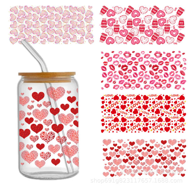 Wholesale Dog Love Valentine's Day 16oz Cup UV DTF Wraps