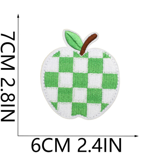 Wholesale Art Apple Embroidered Cloth Sticker Stripe Dot Apple Pattern Fruit Embroidered Label Bag Decorative Color Fruit