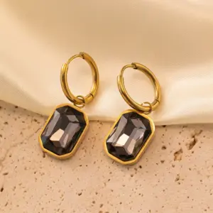 [Tsg394] Gray Diamond Earrings / Gold