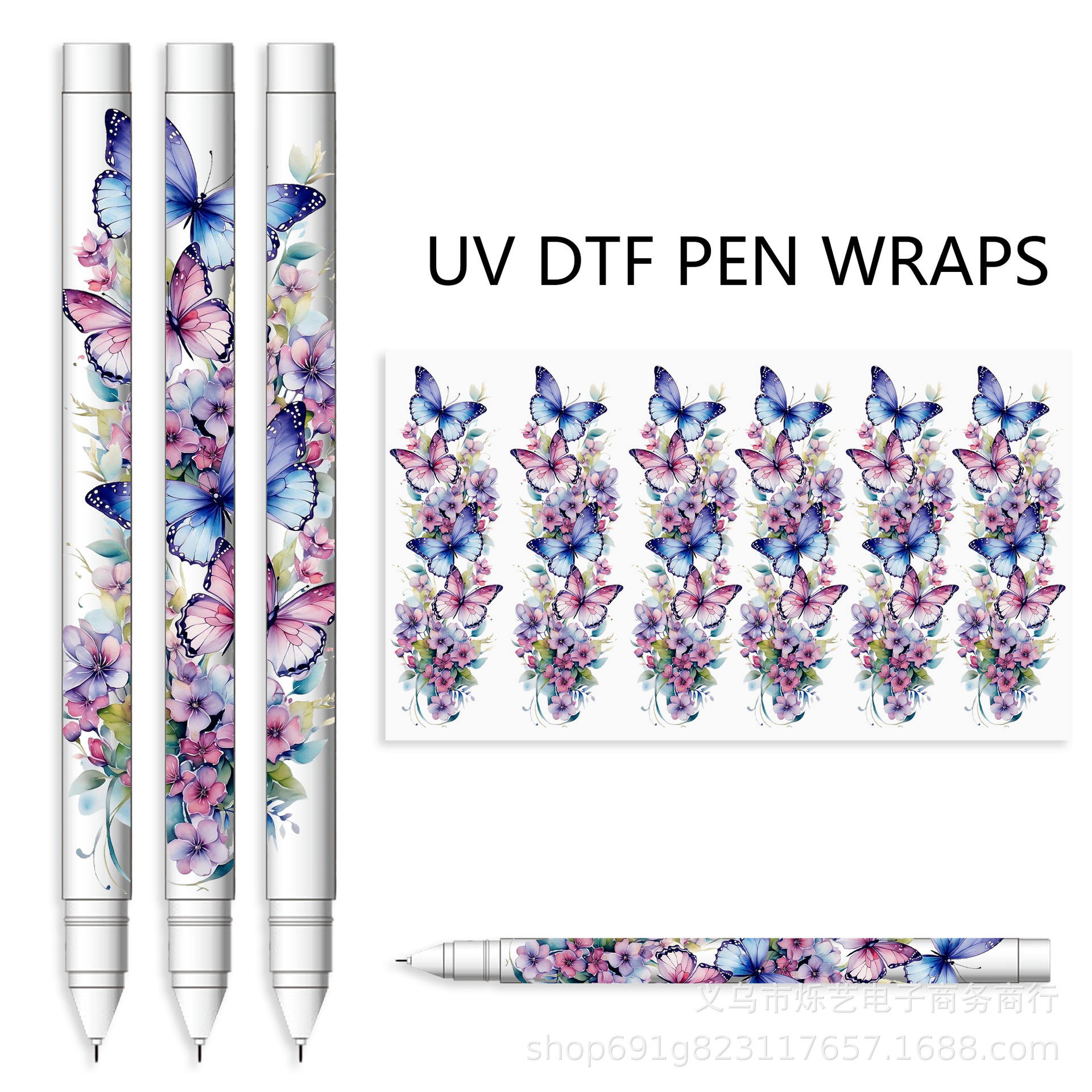 Wholesale Butterfly Cow Suower UV DTF Transfer Crystal Pen UV DTF Wraps