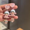 Wholesale personality 925 sier needle tide play pink love cute