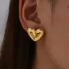 Wholesale 18K Gold Plated 304 Stainless Steel Vacuum Electroplating (In Furnace) Heart-Shaped Three-Dimensional Earrings Valentine's Day Gift