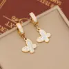 Wholesale 1 Pair Fashion Heart Shape Butterfly Stainless Steel Plating Zircon Dangling Earrings