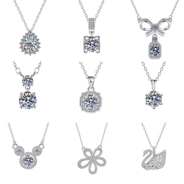 Wholesale Simple Style Shiny Round Water Droplets Bow Knot Copper Plating Inlay Zircon Silver Plated Pendant Necklace Necklace Pendant