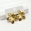 304 Stainless Steel Flower Ion Plating (IP) Golden Plated Elegant Retro Commute Waterproof Non Tarnish Gold Silver Ear Studs