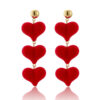 Wholesale Red Love Velvet Heart-shaped Peach Heart Earrings