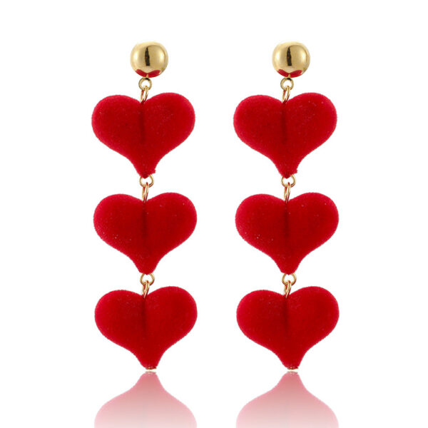 Wholesale Red Love Velvet Heart-shaped Peach Heart Earrings