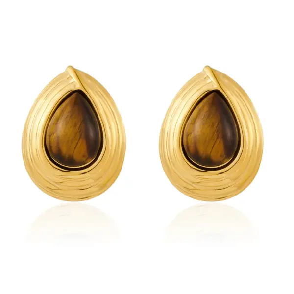 Wholesale PVD Coated 18K Gold Plated Water Droplets 304 Stainless Steel Retro Baroque Style Classic Style Waterproof Non Tarnish Ear Studs
