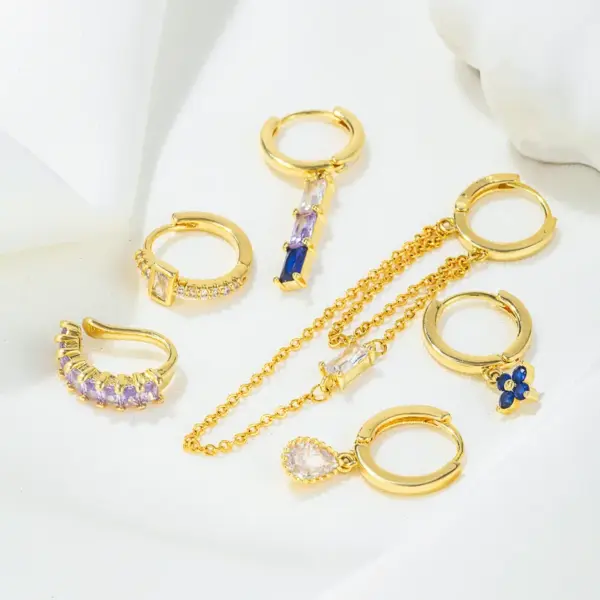 Wholesale 1 Set Elegant Cute Streetwear Tassel Flower Plating Inlay Brass Zircon 18k Gold Plated Silver Plated Earrings