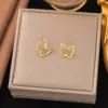 Wholesale PVD Coated Real Gold Plated Heart Shape 304 Stainless Steel Vacation Classic Style Waterproof Non Tarnish Ear Studs