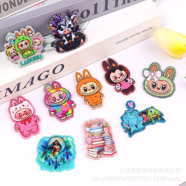 Wholesale New loose powder cross-border cartoon fabric cute jewelry acrylic pins adorable DIY patch accessories